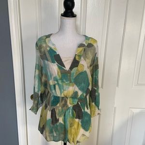 Alfani Tunic Style 3/4 sleeve blouse - green/gray